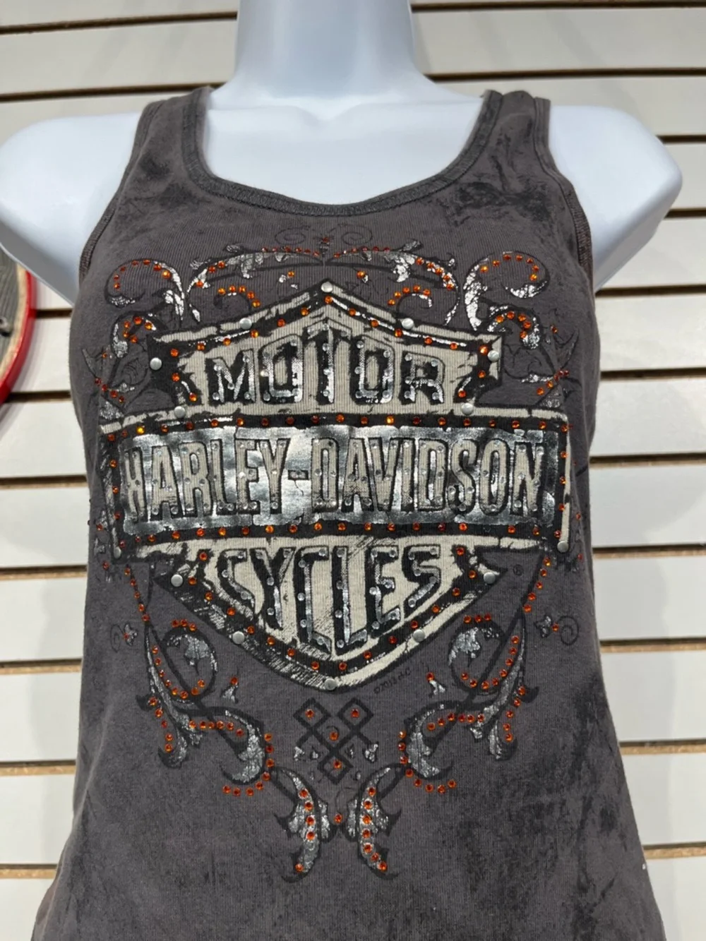 Harley Davidson sparkly gray tank size small - Picture 3 of 8